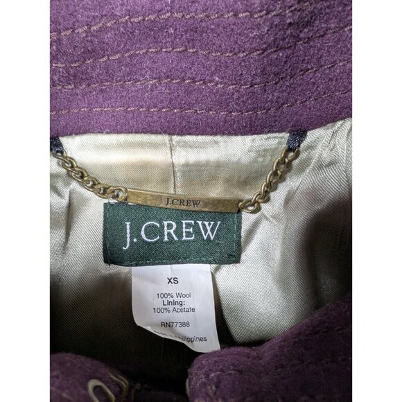 J Crew Womens Wool Pea Coat Jacket Size XS Plum Purple Double Breasted Luxury - Picture 2 of 7